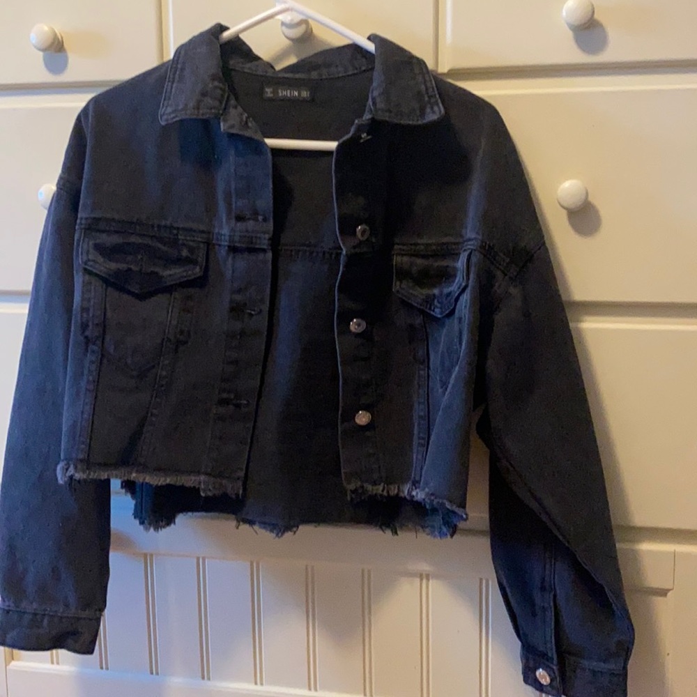 Denim Jacket Raw Hem Cropped New:No tags